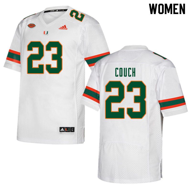 Women #23 Te'Cory Couch Miami Hurricanes College Football Jerseys Sale-White - Click Image to Close